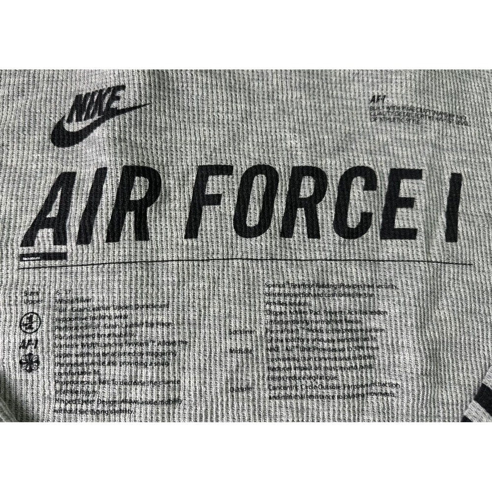 Nike Air Force 1 AF1 Long Sleeve Top Mens‎ XL Crewneck Gray Waffle Knit - Picture 3 of 11